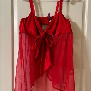 Adore Me True Red Bow Tie Chemise and Panty, NWT, 1X